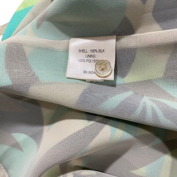 Tommy Bahama Women Blue 100% Silk Hawaiian Palm Leaves Floral Sheath Dress Sz 8 - Picture 14 of 15